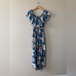 Elegant Floral Off-Shoulder Maxi Dress